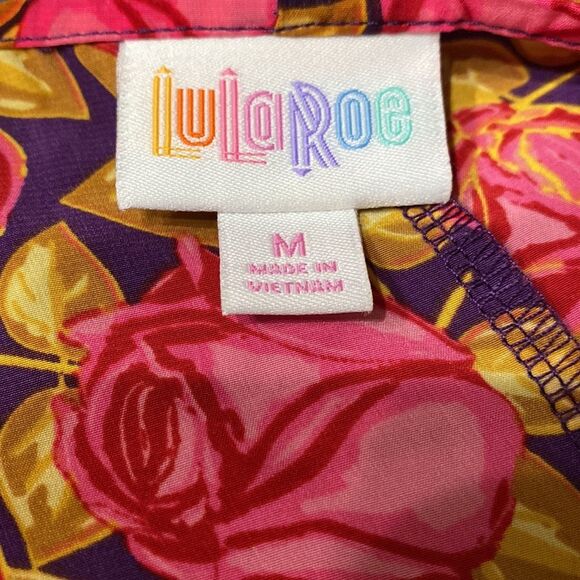 LuLaRoe Lindsay Kimono Cover-Up Open Front Cardigan Roses Sz M (10-18) - Picture 4 of 6